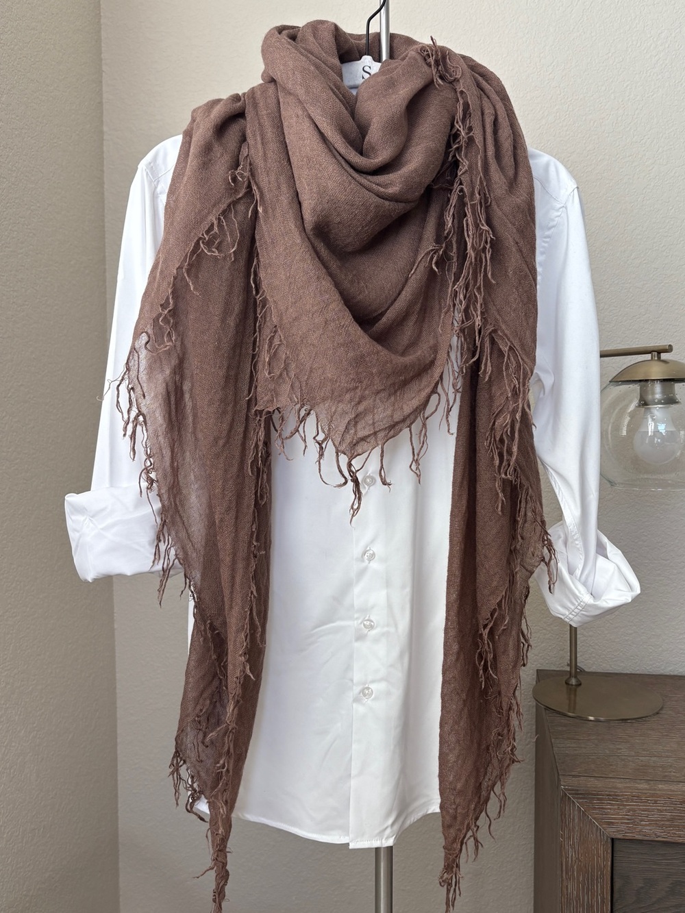 Chan Luu Brown Cashmere Silk Blend Scarf